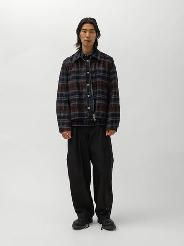 sacai Plaid Flannel Blouson Brown x Navy, Jackets