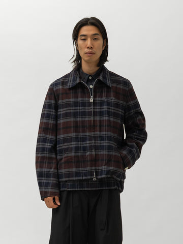 sacai Plaid Flannel Blouson Brown x Navy, Jackets