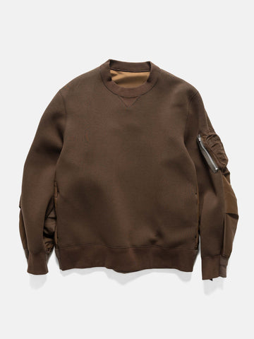 Flat shot of the sacai Sponge Sweat Pullover Brown