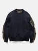 Flat shot of the sacai Sponge Sweat Pullover Navy x Khaki