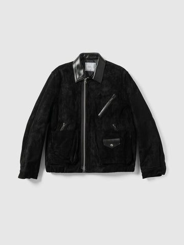 sacai Suede Blouson Black, Leather Jackets