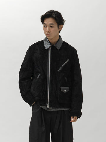 sacai Suede Blouson Black, Leather Jackets