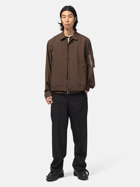 full-body view of the model wearing the sacai Suiting Pants Black