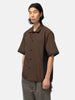 half-body view of the model wearing the sacai Suiting x Denim Shirt Brown x Indigo