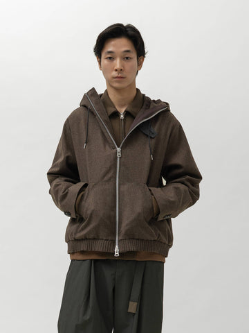 sacai Wool Flannel Hoodie Brown, Jackets
