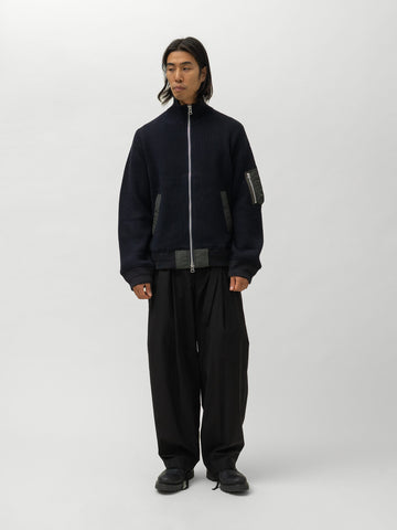 sacai Wool Knit Blouson Navy x Khaki, Jackets