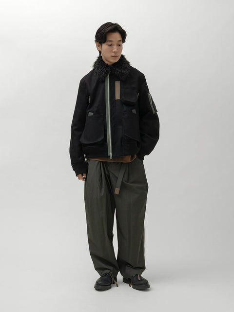 sacai Wool Melton Blouson Black, Jackets