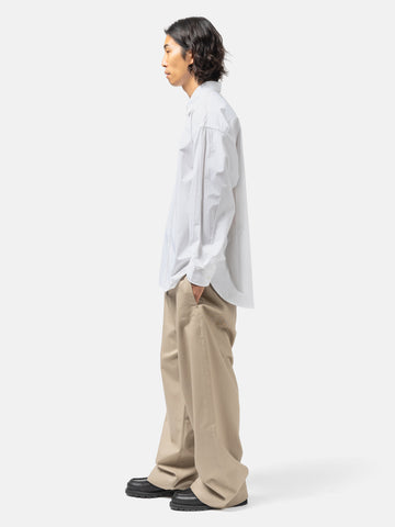 sage NATION Wide Tailored Trouser Cotton Twill Beige, Pants