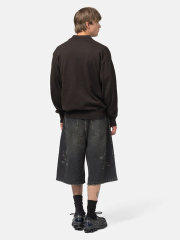ssstein Organic Cotton Knit Skipper LS Dark Brown, Sweaters